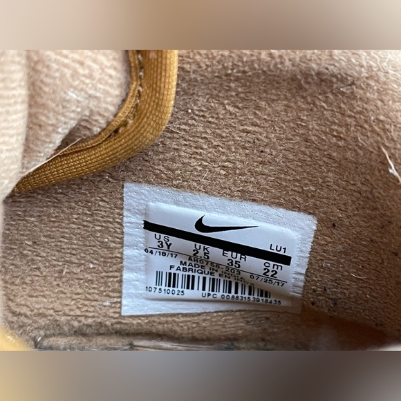 Nike Force 1 Mid Kids Unisex In Wheat Suede Gum Soles Size 3Y ( EUR 35) - Picture 13 of 14